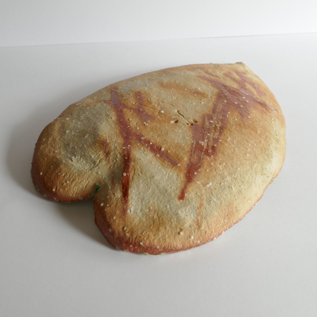 Grand plat Feuille de Imoha Iga-yaki (réparé Urushitsugi) - Kai TSUJIMURA