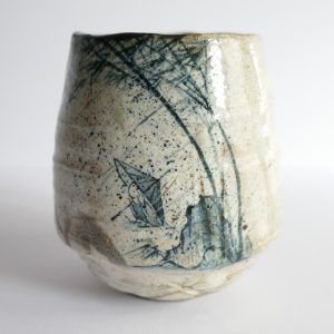 Tasse à thé et café "Sur l'ombrelle, la pluie" Kohiki (Réparée Urushitsugi) - Shōgo IKEDA