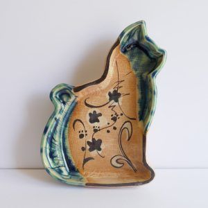 Petit plat Chat assit Oribe-yaki - Teppei TERADA