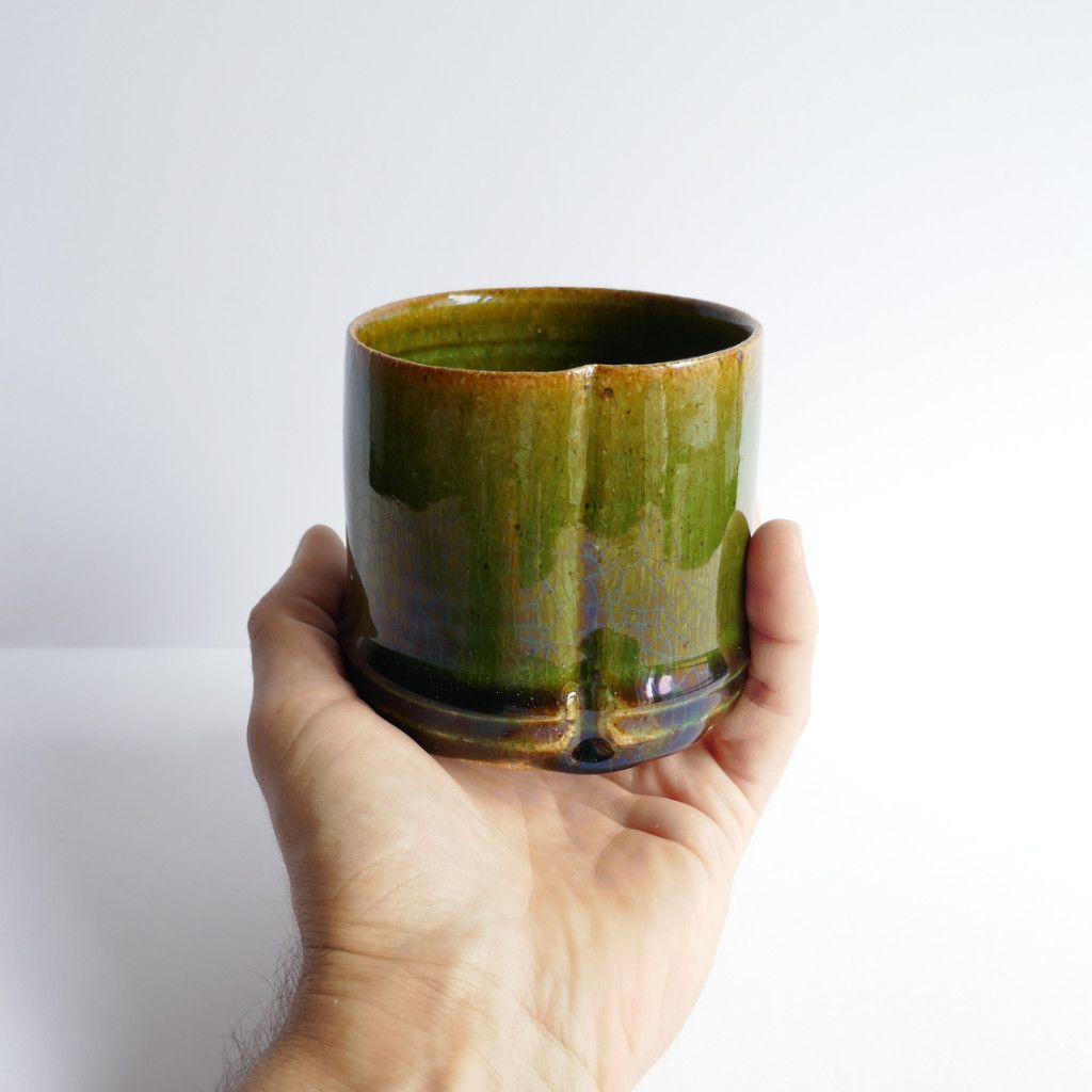 Tasse à thé et café "Bambou" Oribe-yaki - Anatol STELZHAMMER