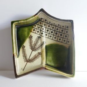 Petit plat Blason Ao Oribe-yaki - Masahiko ANDO