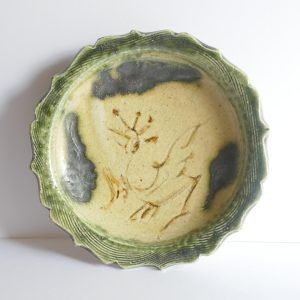 Petit plat rond "Canard" Oribe-yaki - Shūji FUJIMURA